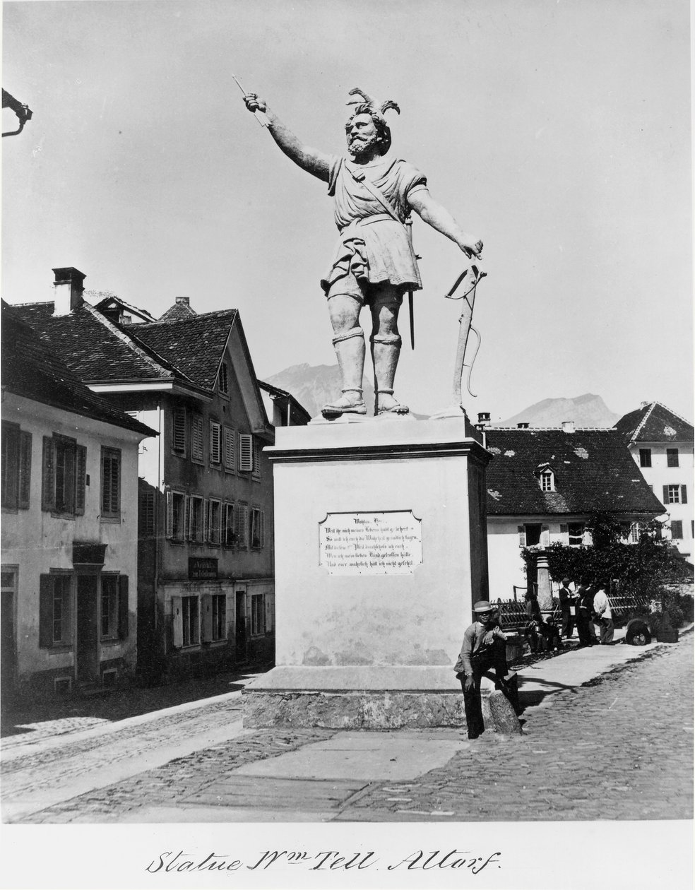 Staty av William Tell, ca 1860-90 (albumintryck) av Richard Kissling