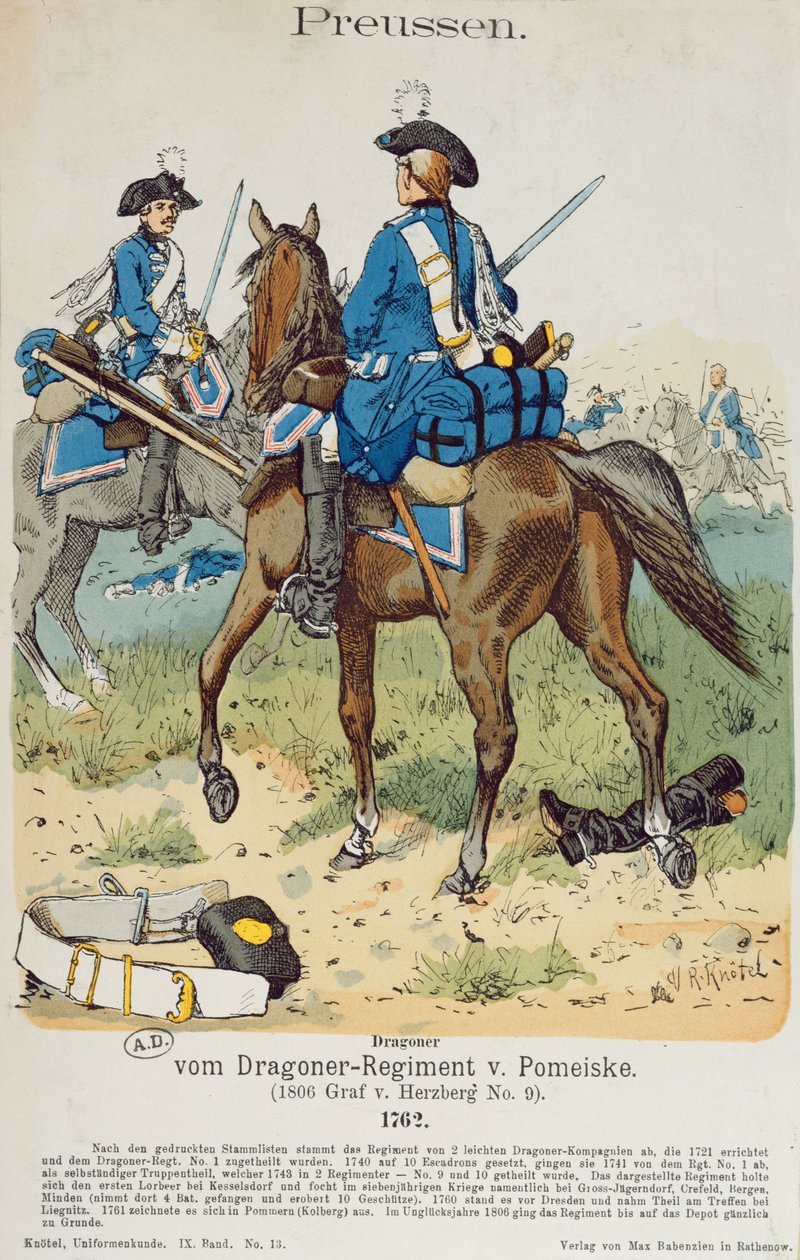 Dragoner i Regementet von Pomeiske 1762, c.1890 av Richard Knoetel