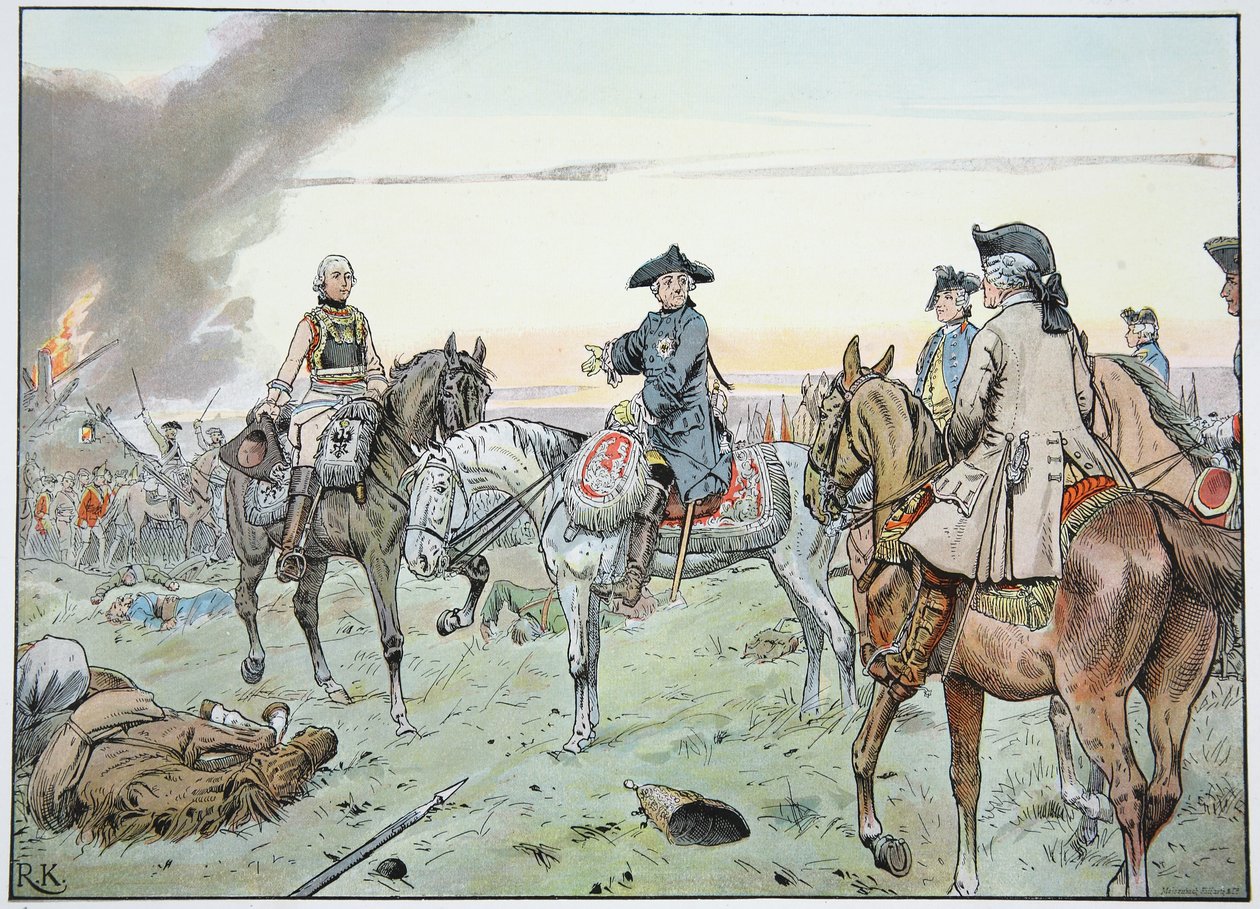 Frederick och Seydlitz vid slaget vid Zorndorf den 25 augusti 1758 av Richard Knoetel