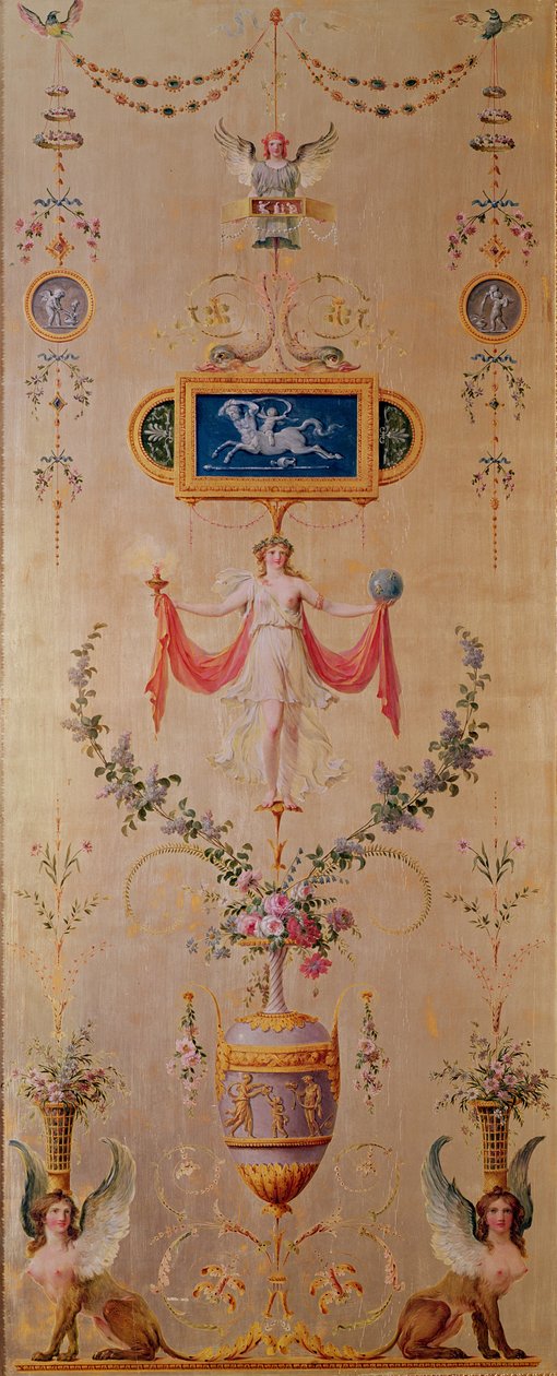 Panel från Marie-Antoinettes boudoir (1755-93) c.1786 (väggmålning) av Richard Mique