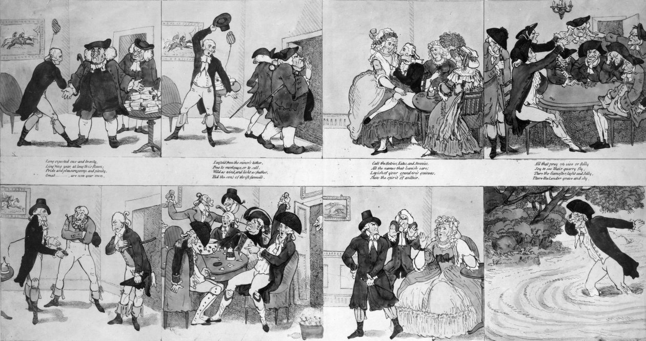 A Lesson for Spendthrifts av Dr. Johnson, 1794 av Richard Newton