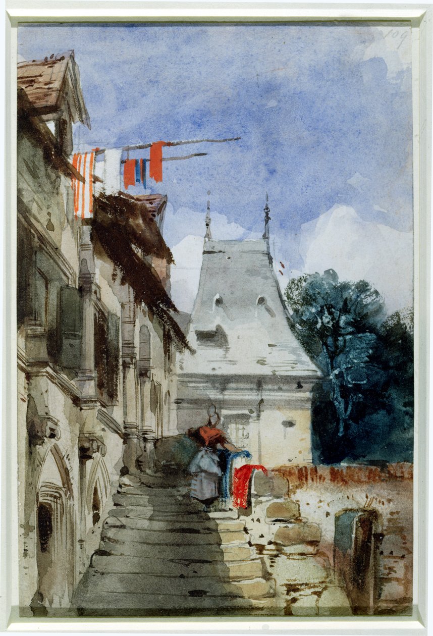 Abbey St-Amand, Rouen (wc, kroppsfärg och penna på papper) av Richard Parkes Bonington