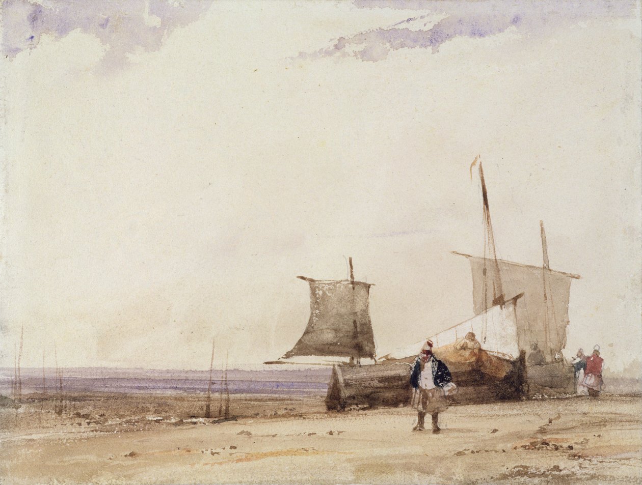 Beach Scene (wc på vävt papper) av Richard Parkes Bonington