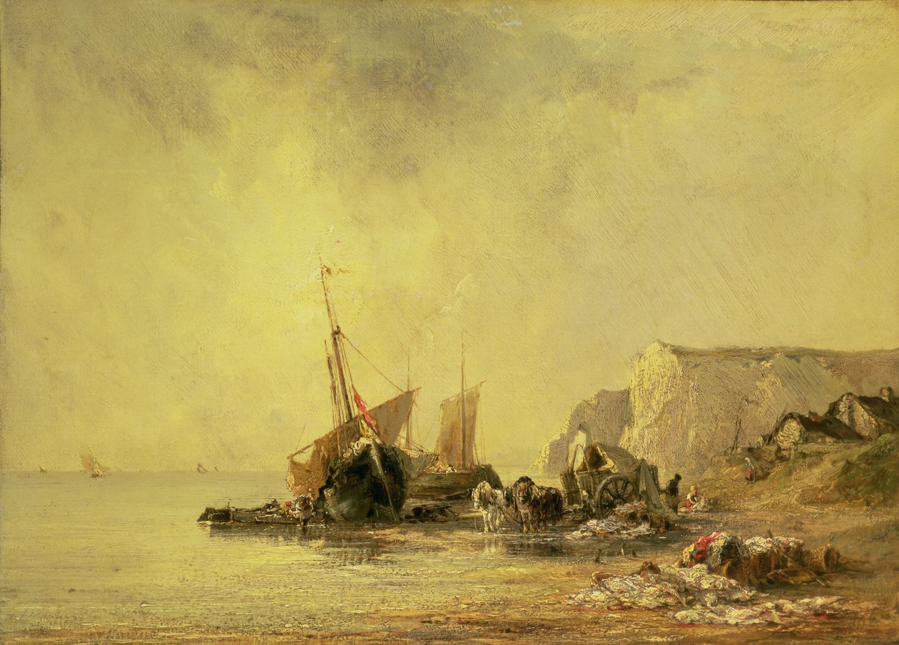 Båtar vid Normandie, ca 1823 av Richard Parkes Bonington