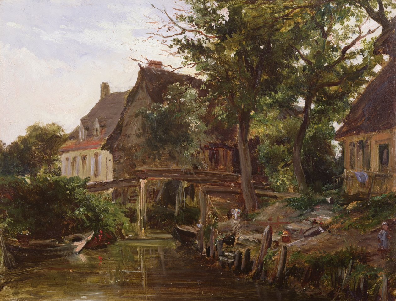 Stugor vid en bäck, ca 1824 av Richard Parkes Bonington