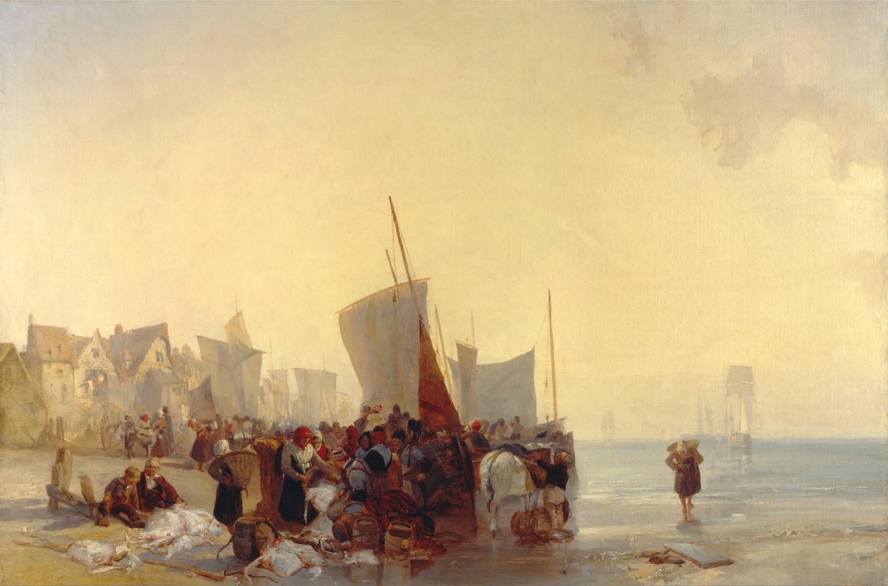Fiskmarknad av Richard Parkes Bonington