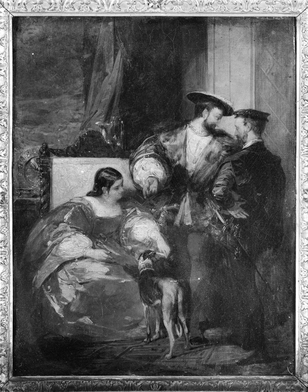 Francois I (1494-1547) och Anne de Pisseleu (1508-80) hertiginna av Etampes, 1800-talet av Richard Parkes Bonington
