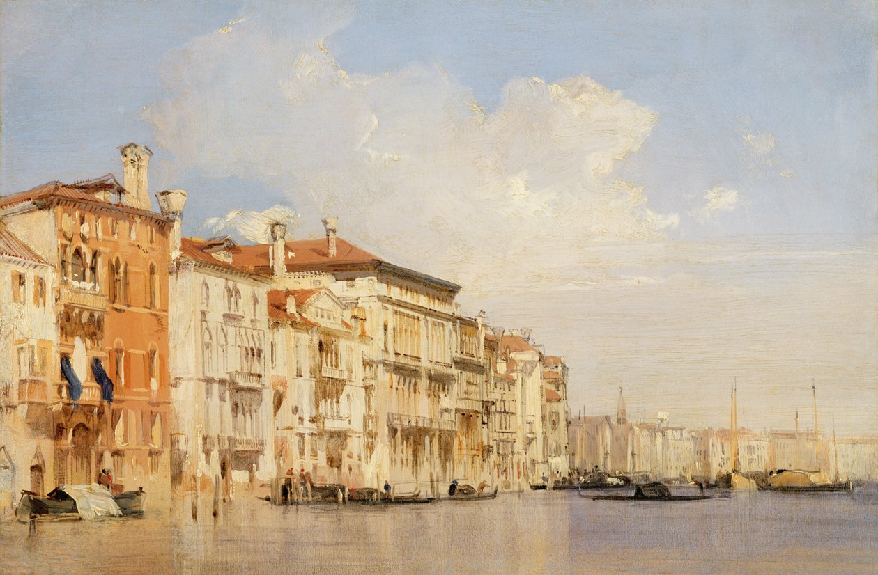 Canal Grande, Venedig (olie på mølleplade) sved av Richard Parkes Bonington