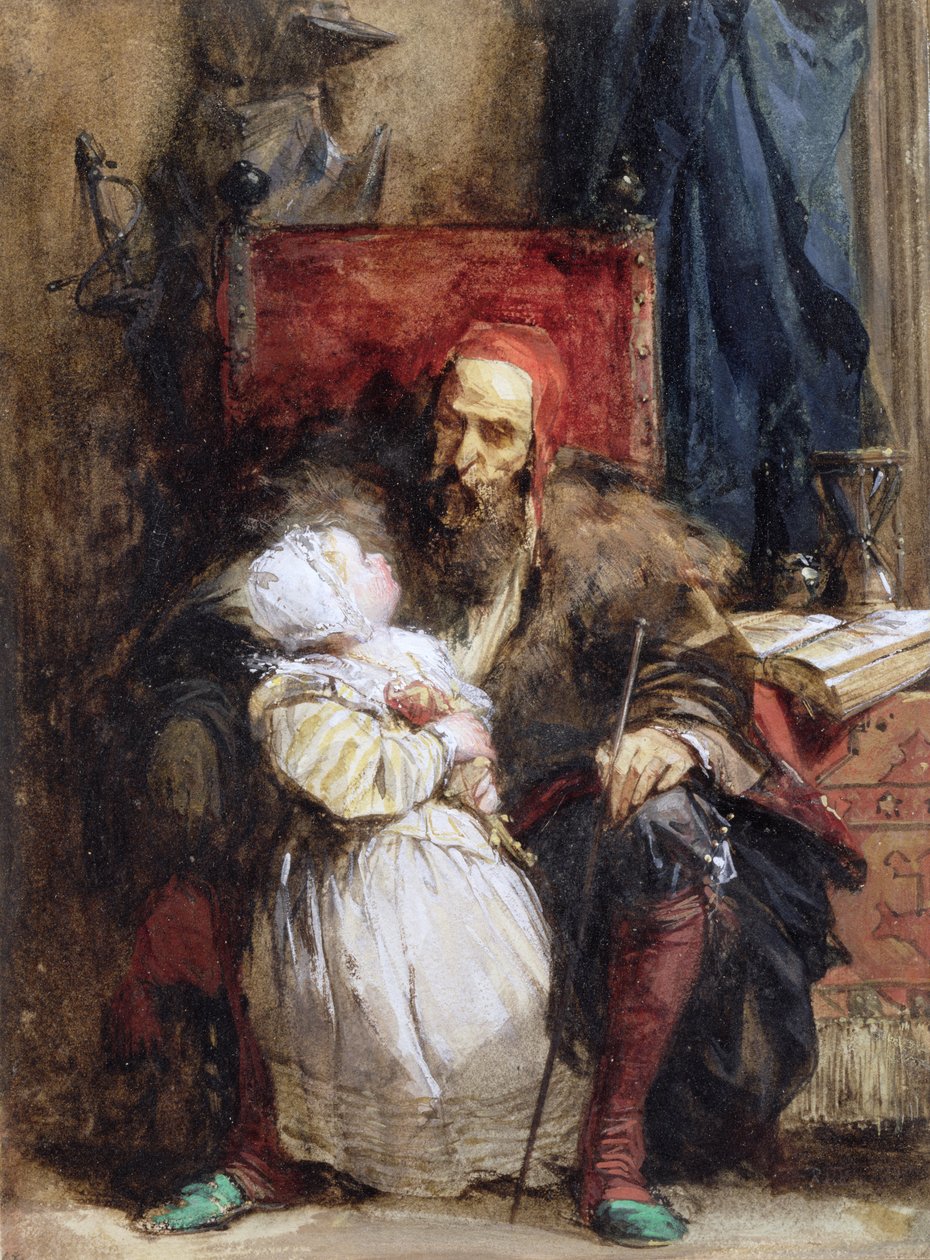 Gammal man och barn, ca 1827 (wc på papper) av Richard Parkes Bonington