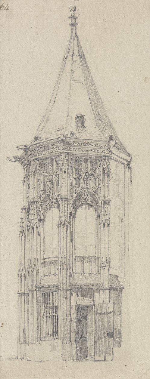Courthouse, Rouen (grafit på lagt papper) av Richard Parkes Bonington
