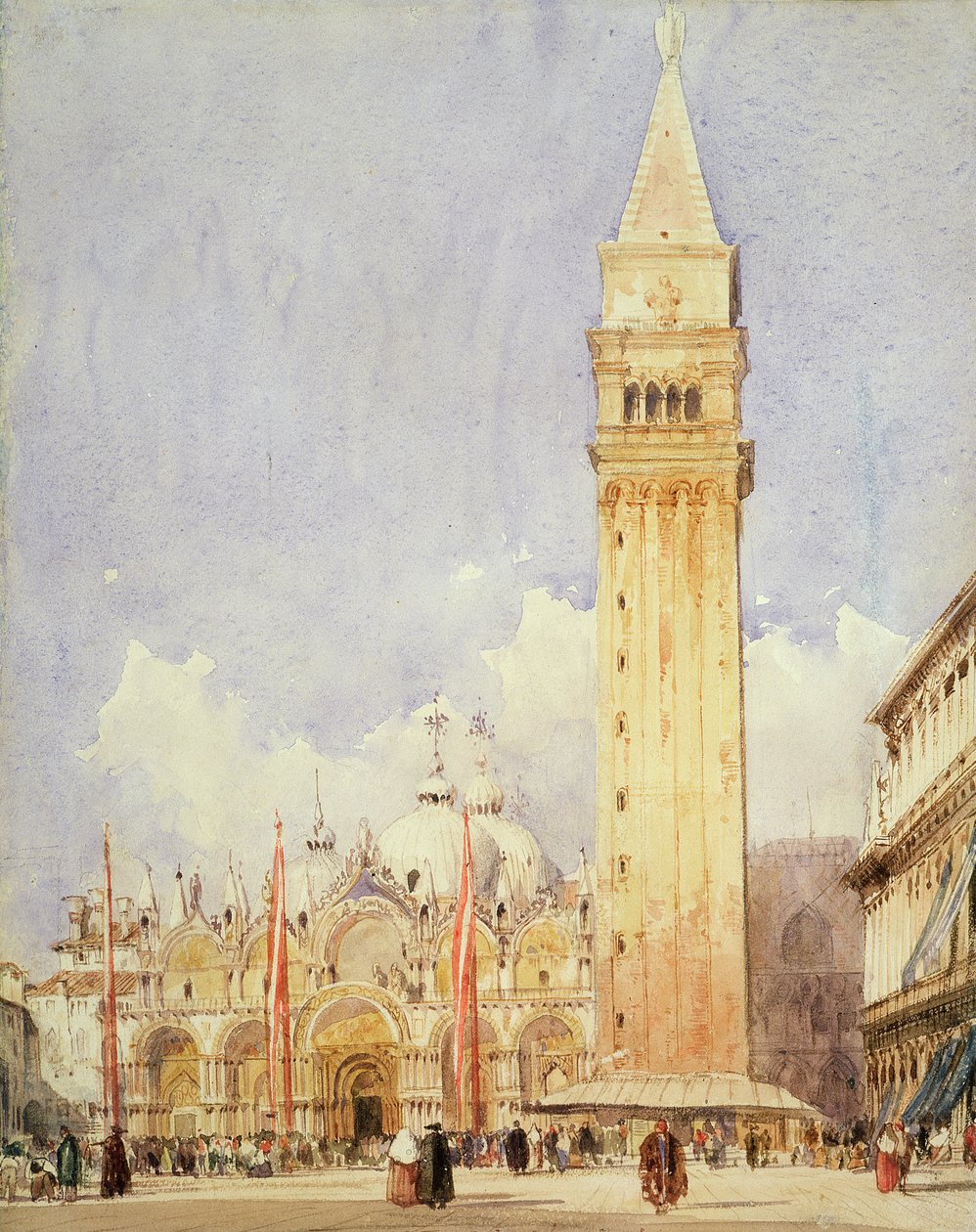 Piazza San Marco, Venedig, ca 1826 (grafit och wc på papper) av Richard Parkes Bonington
