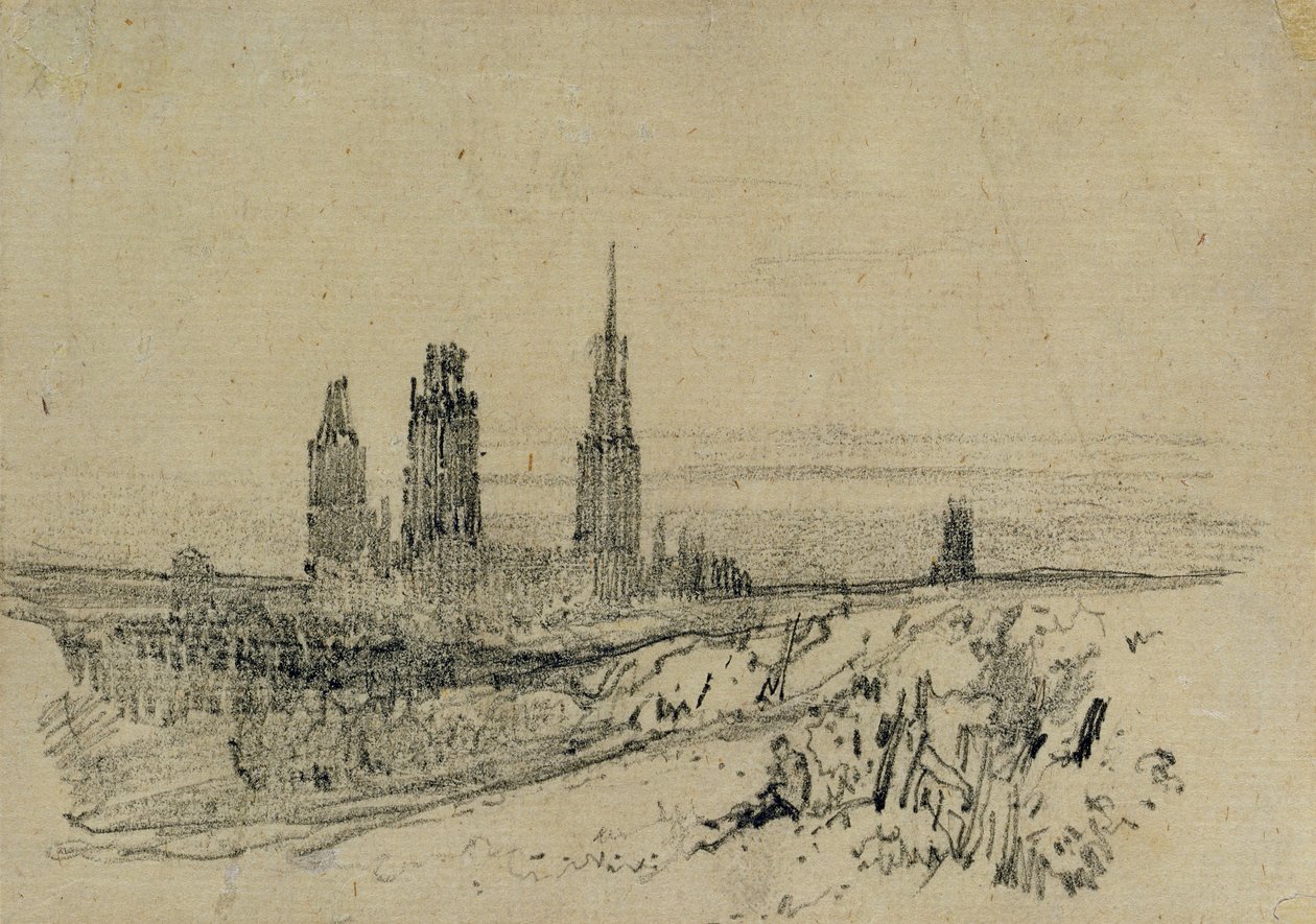 Katedralen i Rouen (blyerts och svart krita) av Richard Parkes Bonington