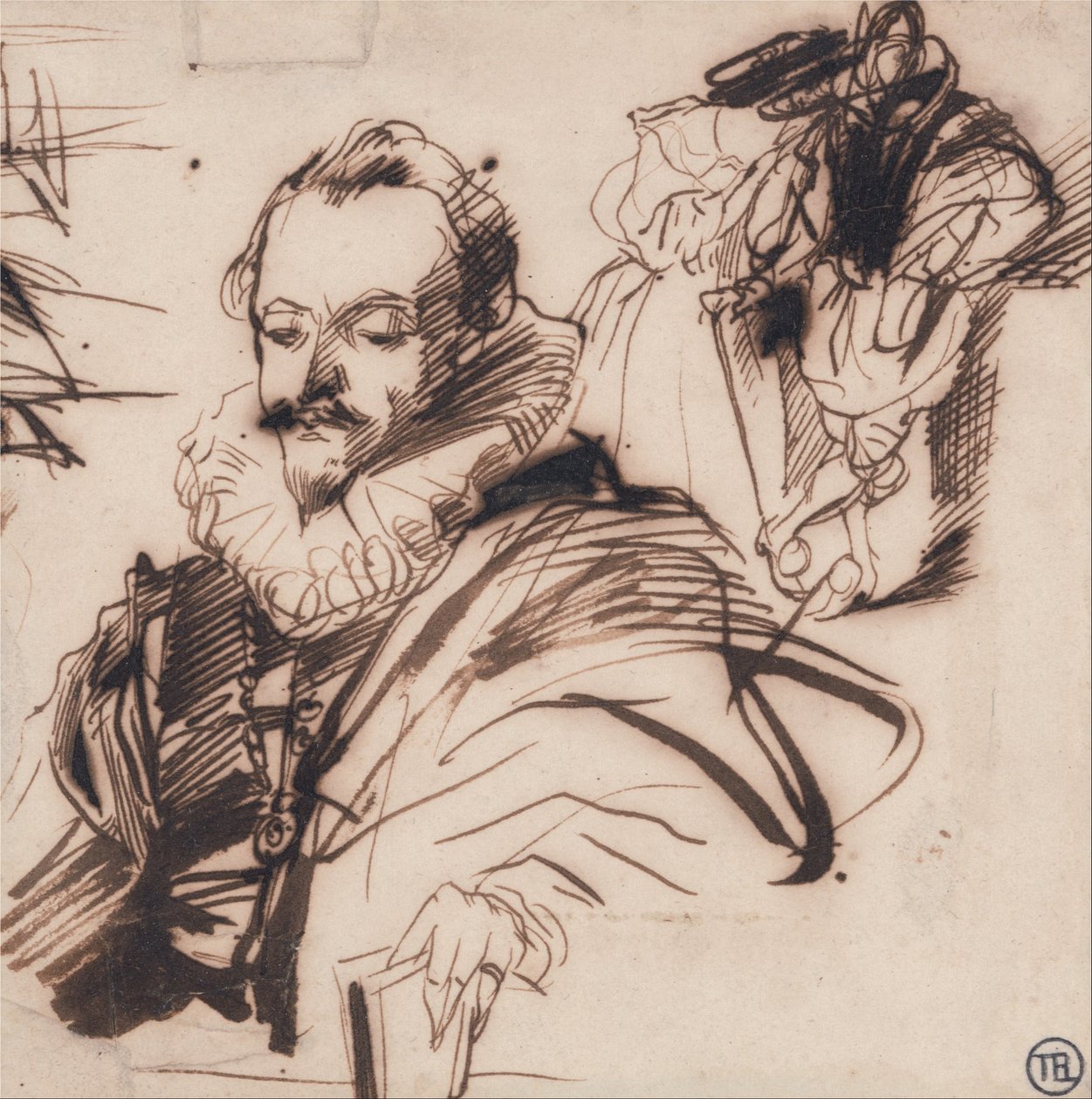 Studie av en gentleman i 1600 -talskostym, efter Van Dyck av Richard Parkes Bonington