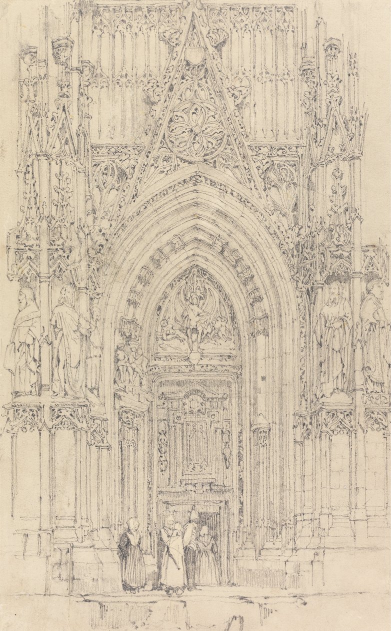 St Wulfran-kyrkan, Abbeville- Västfrontens norra dörr av Richard Parkes Bonington