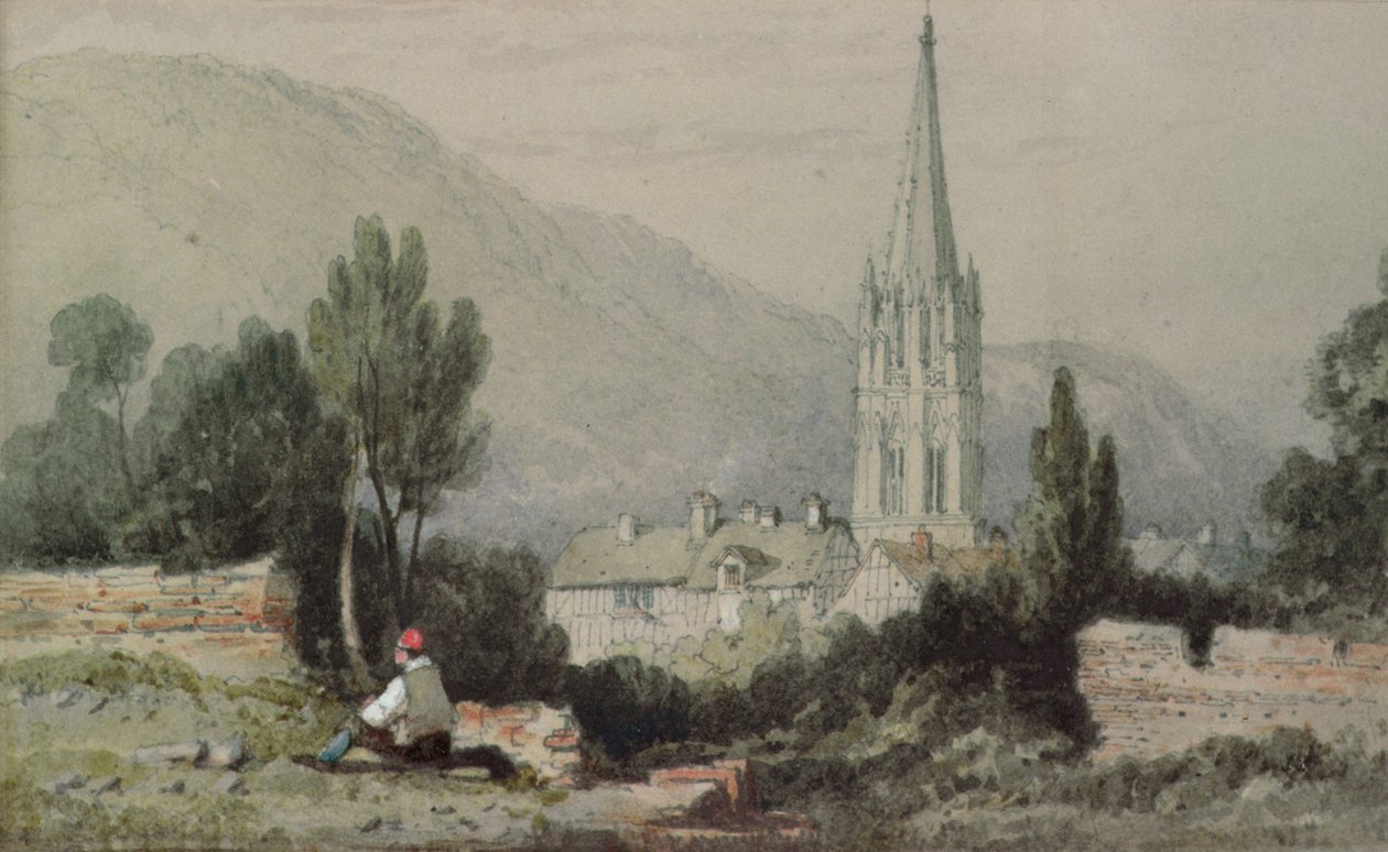 Utsikt över Lillebonne från den romerska amfiteatern av Richard Parkes Bonington