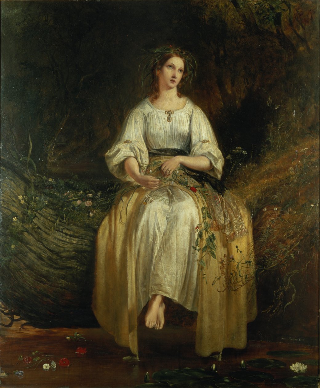 Ophelia väver sina girlanger, 1842 av Richard Redgrave