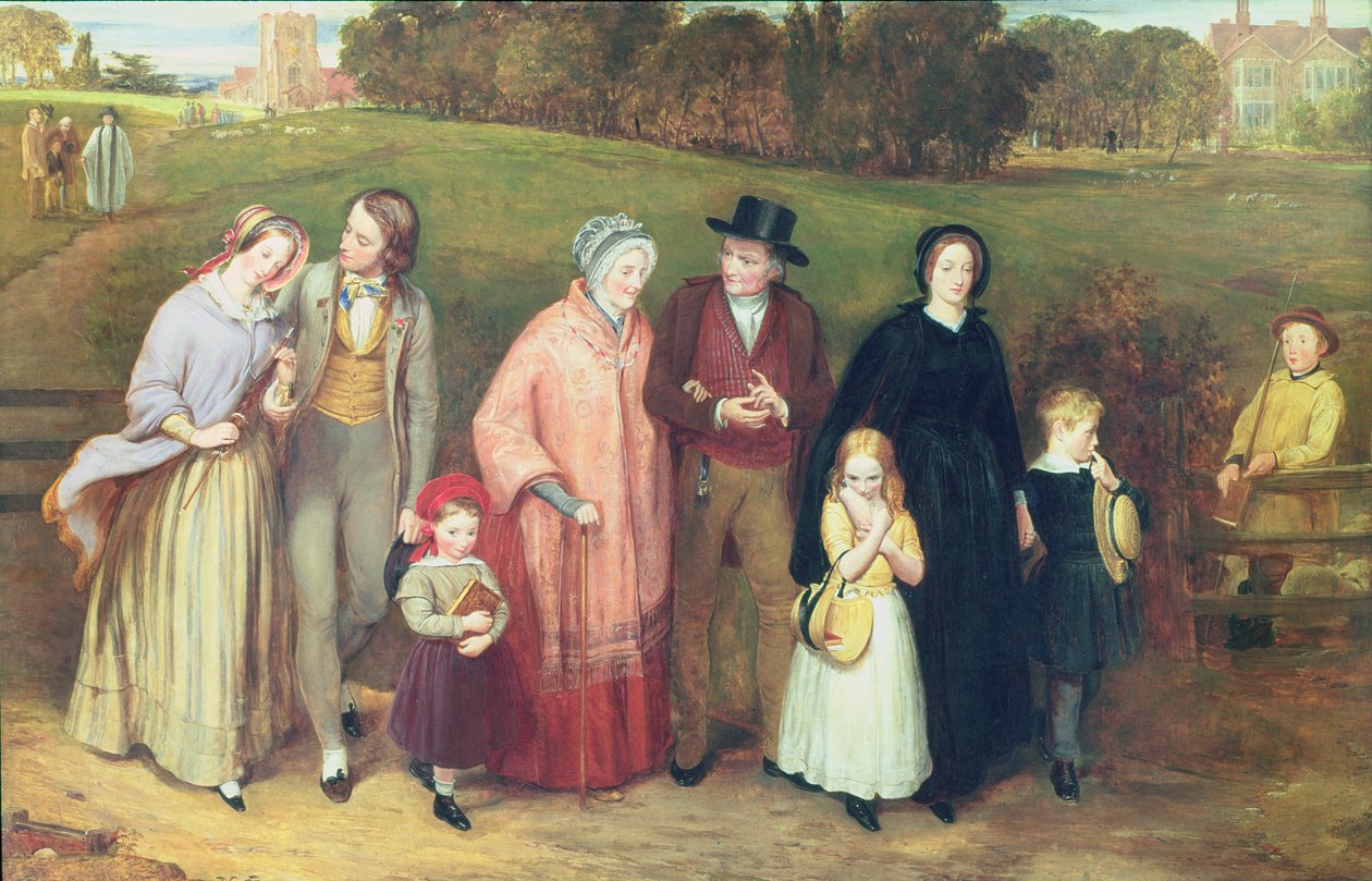 Söndagsmorgon - Vandringen från kyrkan, 1846 av Richard Redgrave
