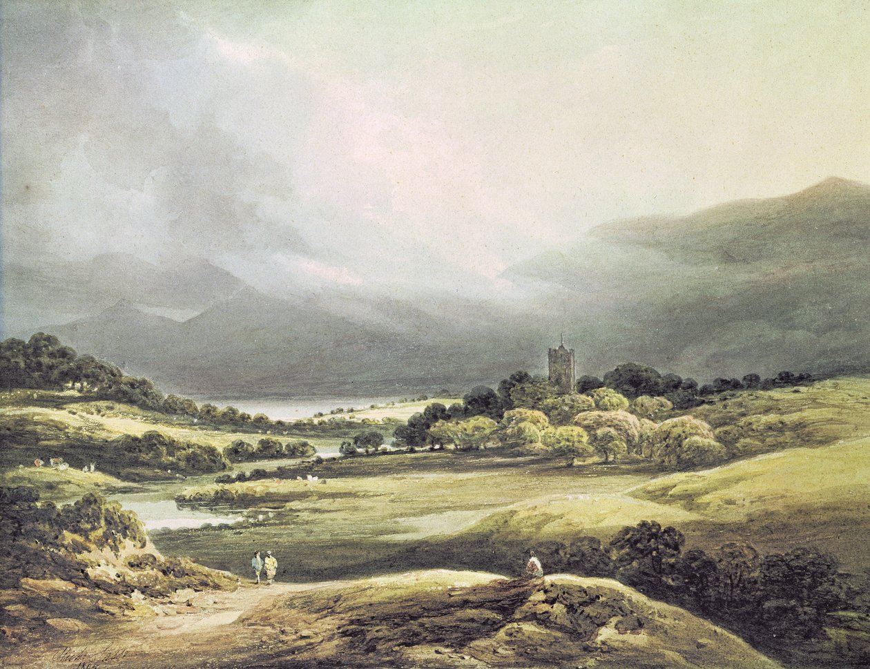 Utsikt över Dunloe Castle, Killarney, 1805 av Richard Sasse