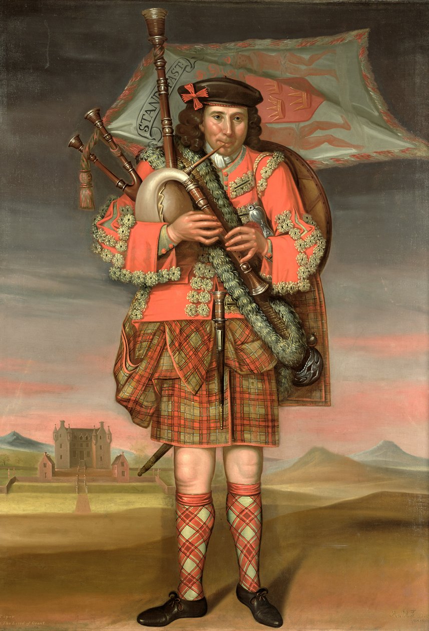 Porträtt av William Cumming, Piper to the Laird of Grant, 1714 av Richard Waitt