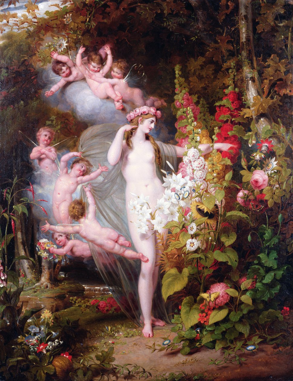 Flora avslöjad av Zephyrs, 1807 av Richard Westall