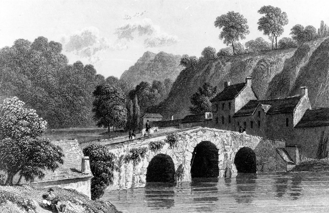 Glenmire Bridge, nära Cork, graverad av E. Finden, 1832 av Richard Westall