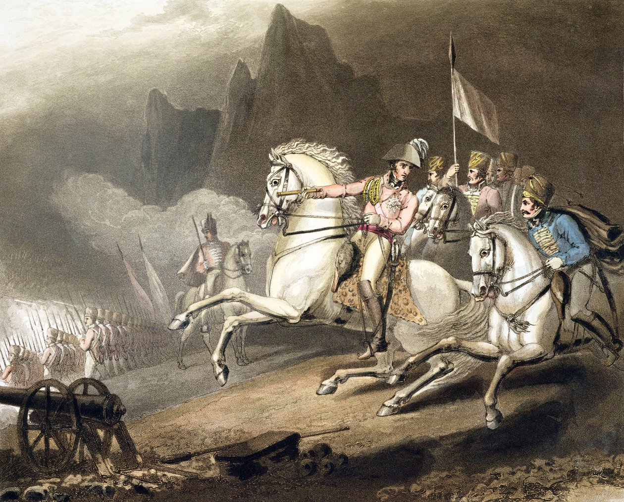 Pyrenéerna, 28 juli 1813, från "The Victories of the Duke of Wellington", graverad av T. Fielding, pub. 1819 av Richard Westall