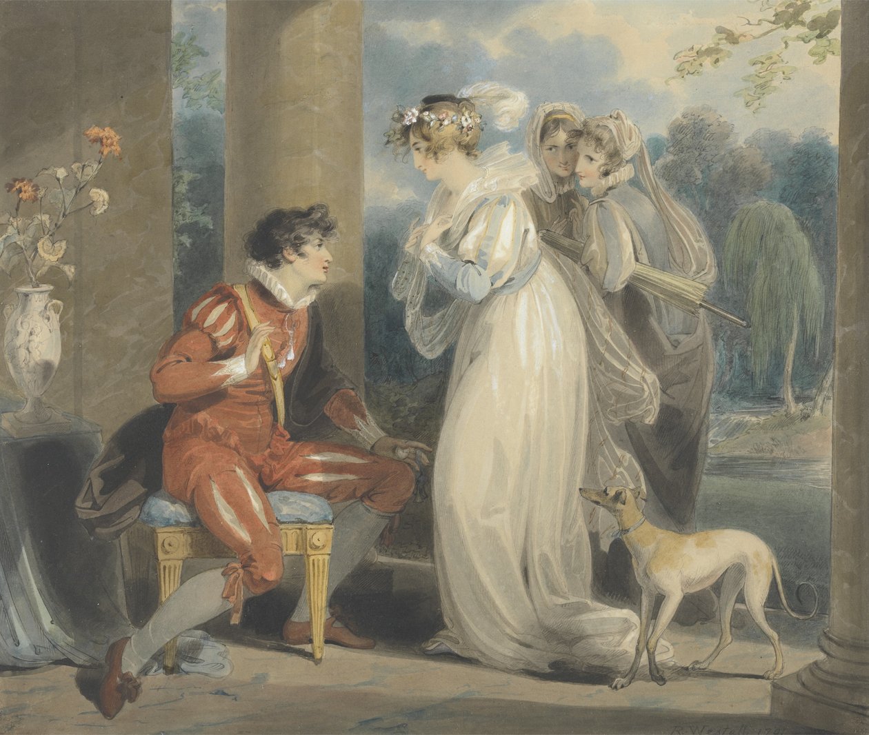 Rosebud, eller domen i Paris, 1791 (wc och kroppsfärg över grafit på papper) av Richard Westall