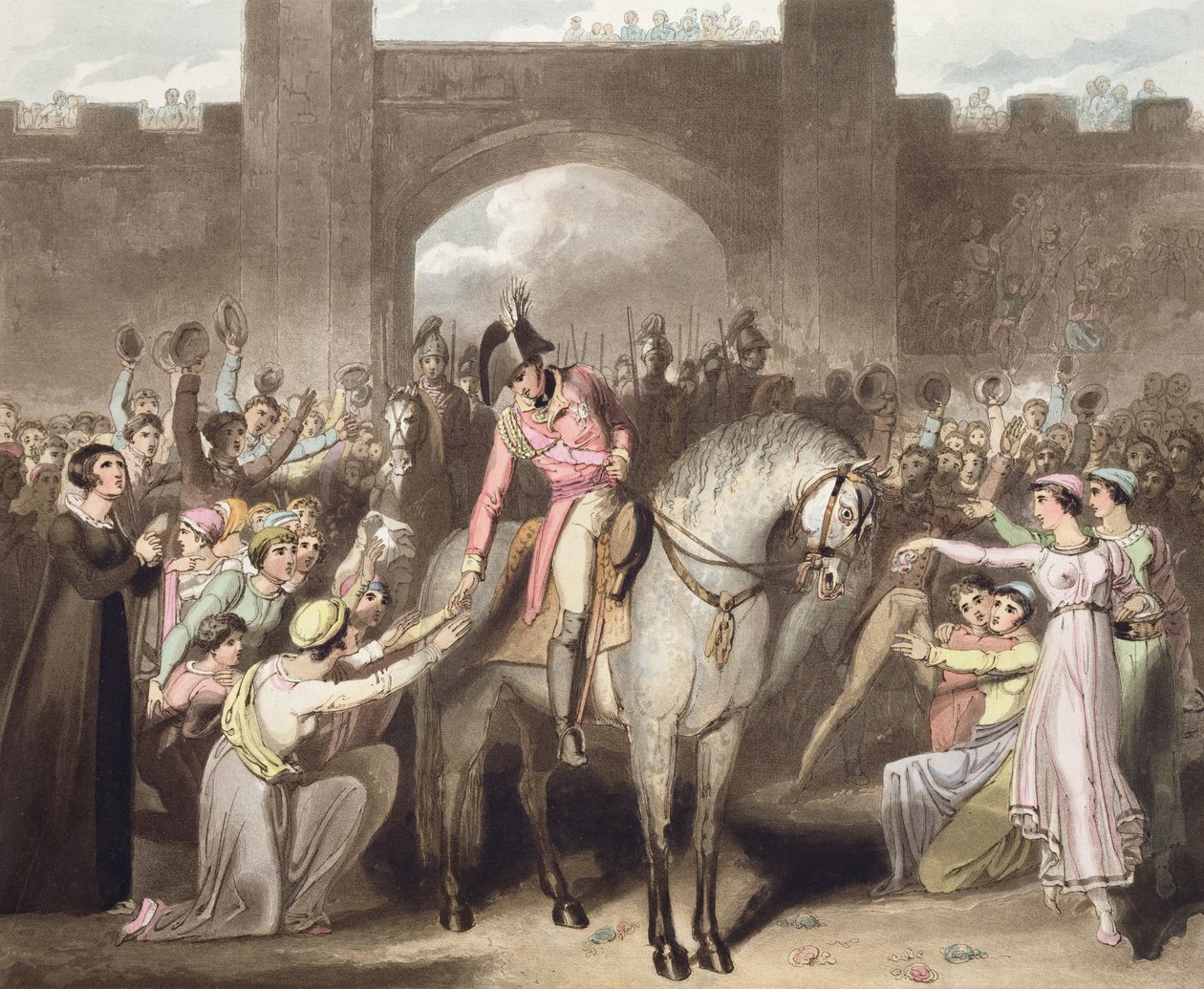 Toulouse, 10 april 1814, från "The Victories of the Duke of Wellington", graverad av T. Fielding, pub. 1819 av Richard Westall