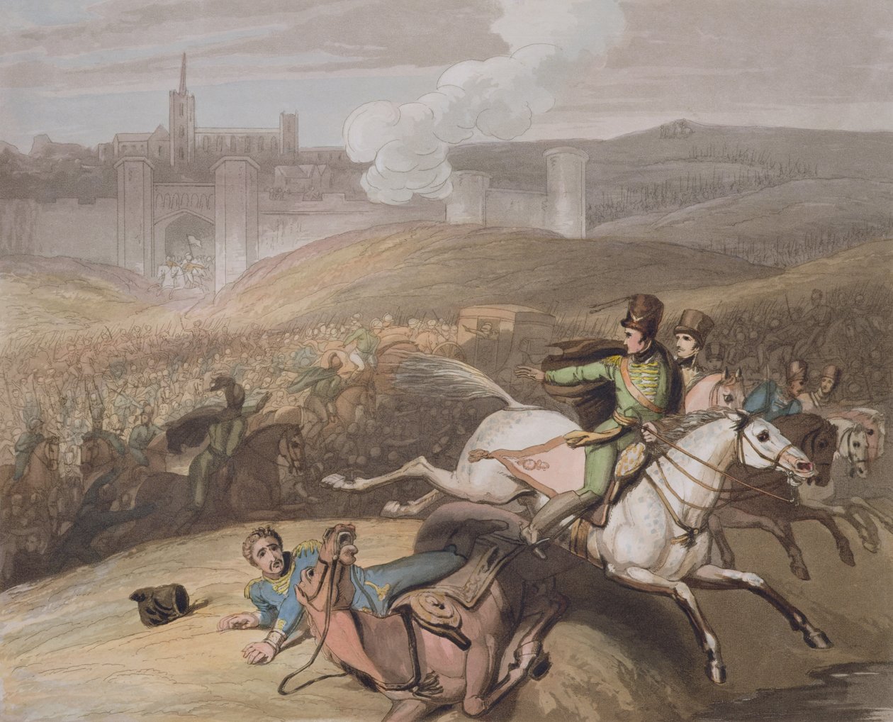 Vitoria, 21 juni 1813, från "The Victories of the Duke of Wellington", graverat av T. Fielding, pub. 1819 av Richard Westall