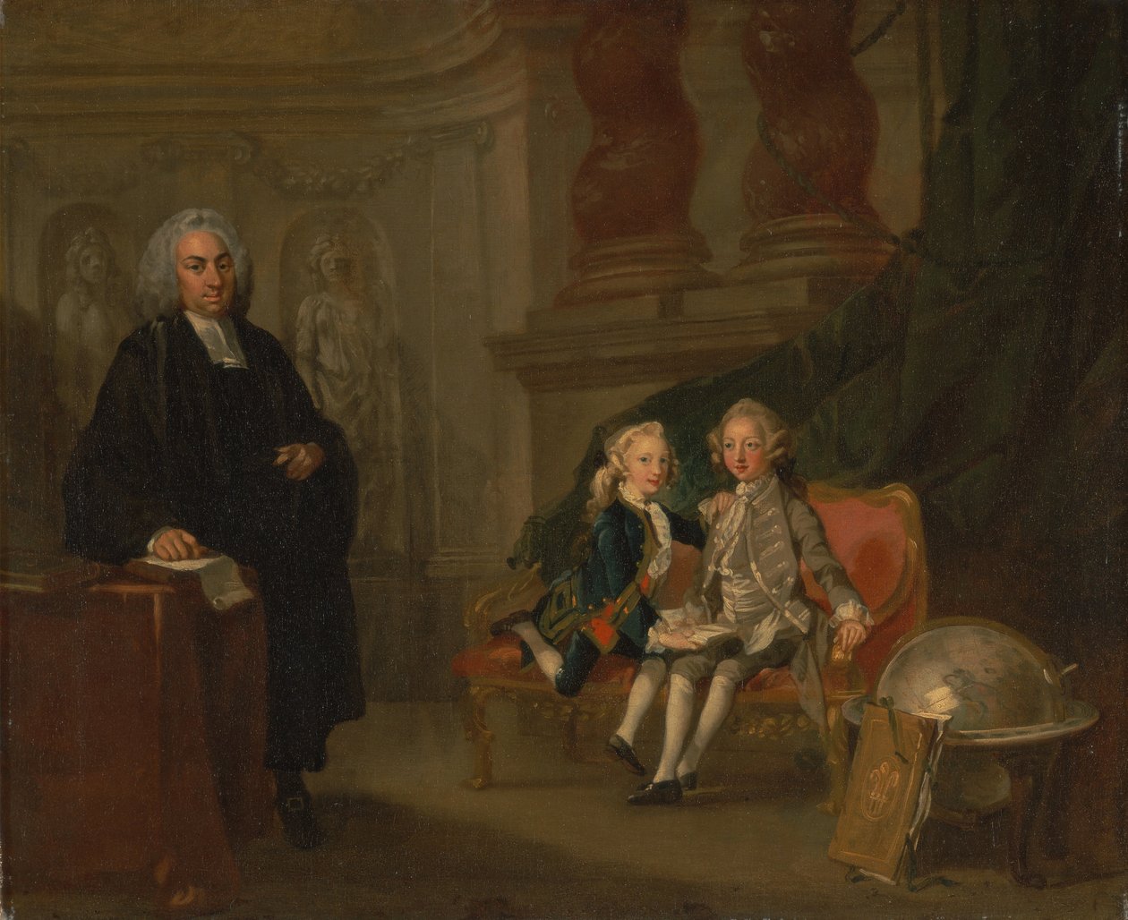 Prince George and Prince Edward Augustus, Sons of Frederick, Prince of Wales, with Their Tutor Dr. F... av Richard Wilson