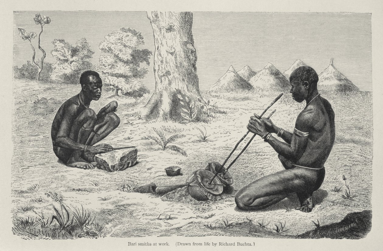 Baro Smiths at Work, från The History of Mankind av Prof. Friedrich Ratzel, pub. år 1904 av Richard Buchta