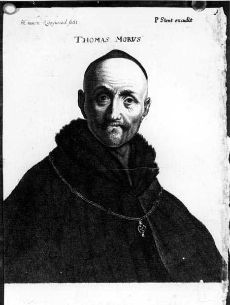 Porträtt av Thomas More (1478-1535) graverat av Peter Stent (fl.1642-65) av Richard Gaywood