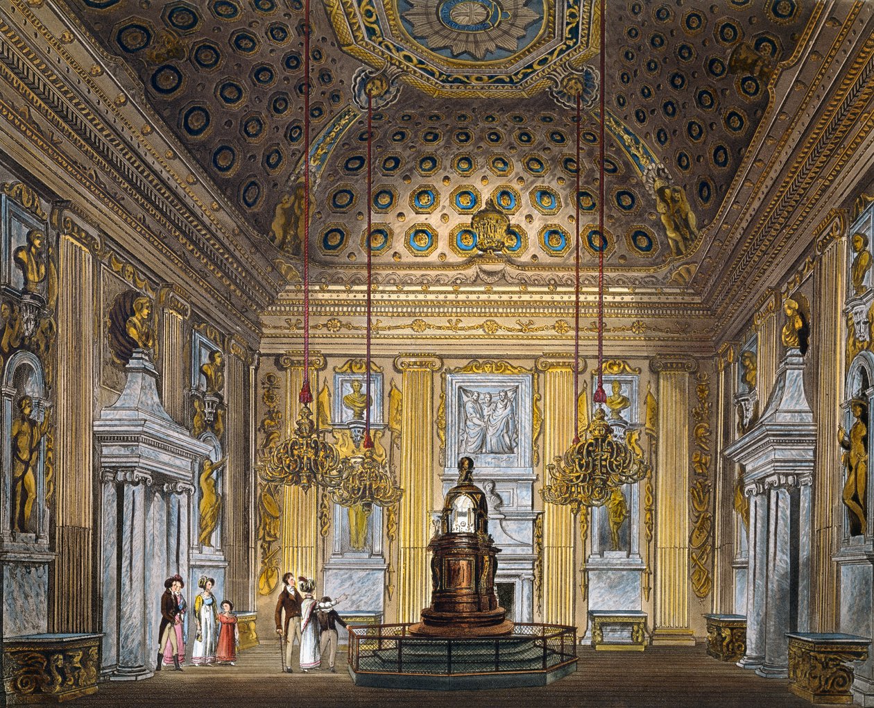 Kupolrum, Gravyr av Thomas Sutherland (1785-1838), Baserat på design av Richard Cattermole (1795-1858), Från The History of the Royal Residences av Richard (after) Cattermole