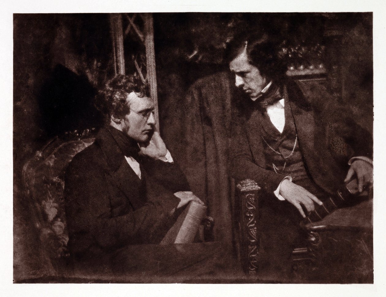 Två män i samtal: doktor Samuel Brown (1817-1856) och pastor George Gilfillan (1813-1878), fotografi cirka 1840 av John Pardon