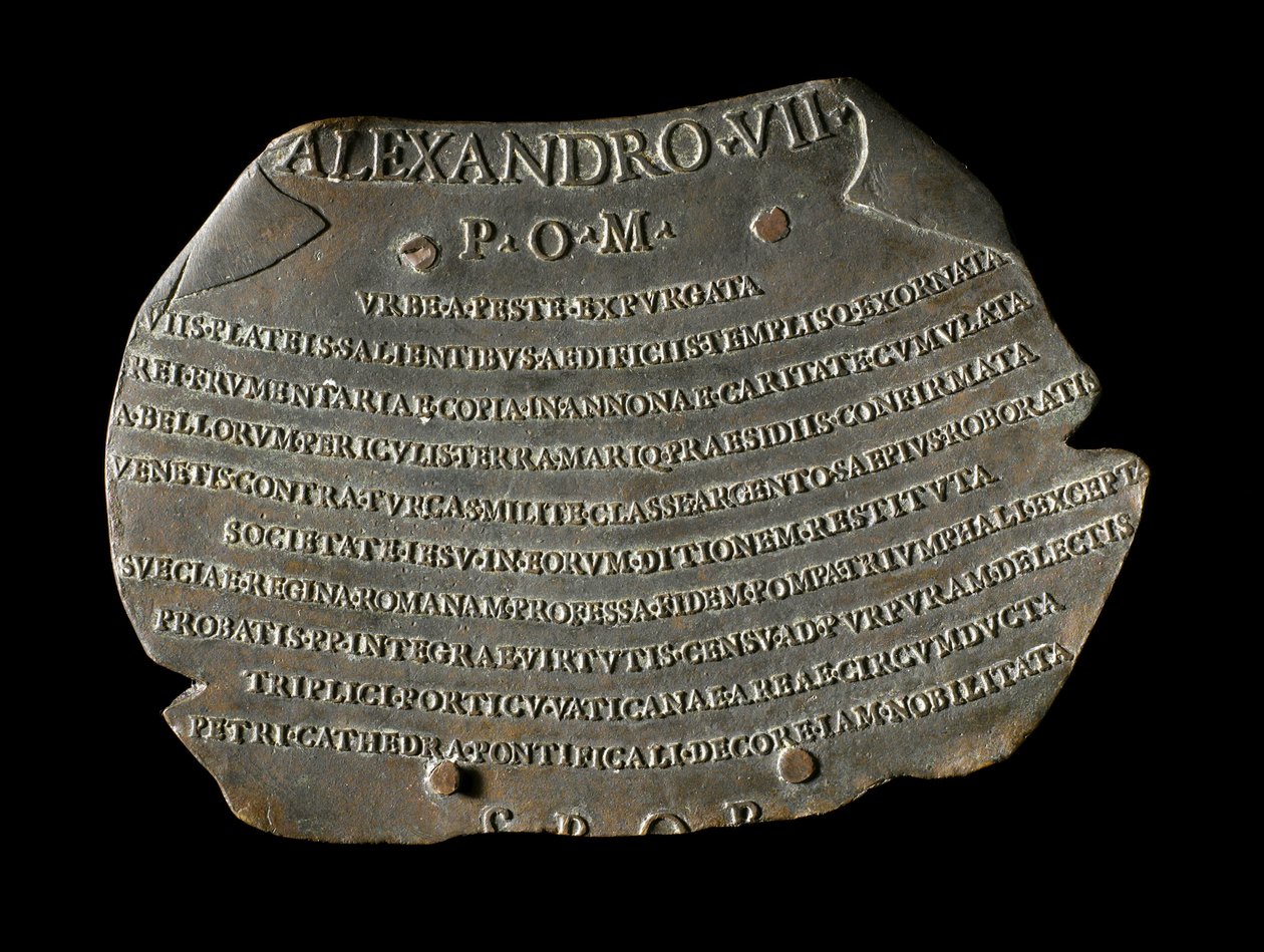 Medeltida bronsplakett för att fira pestens utrotning i Rom av John Pardon