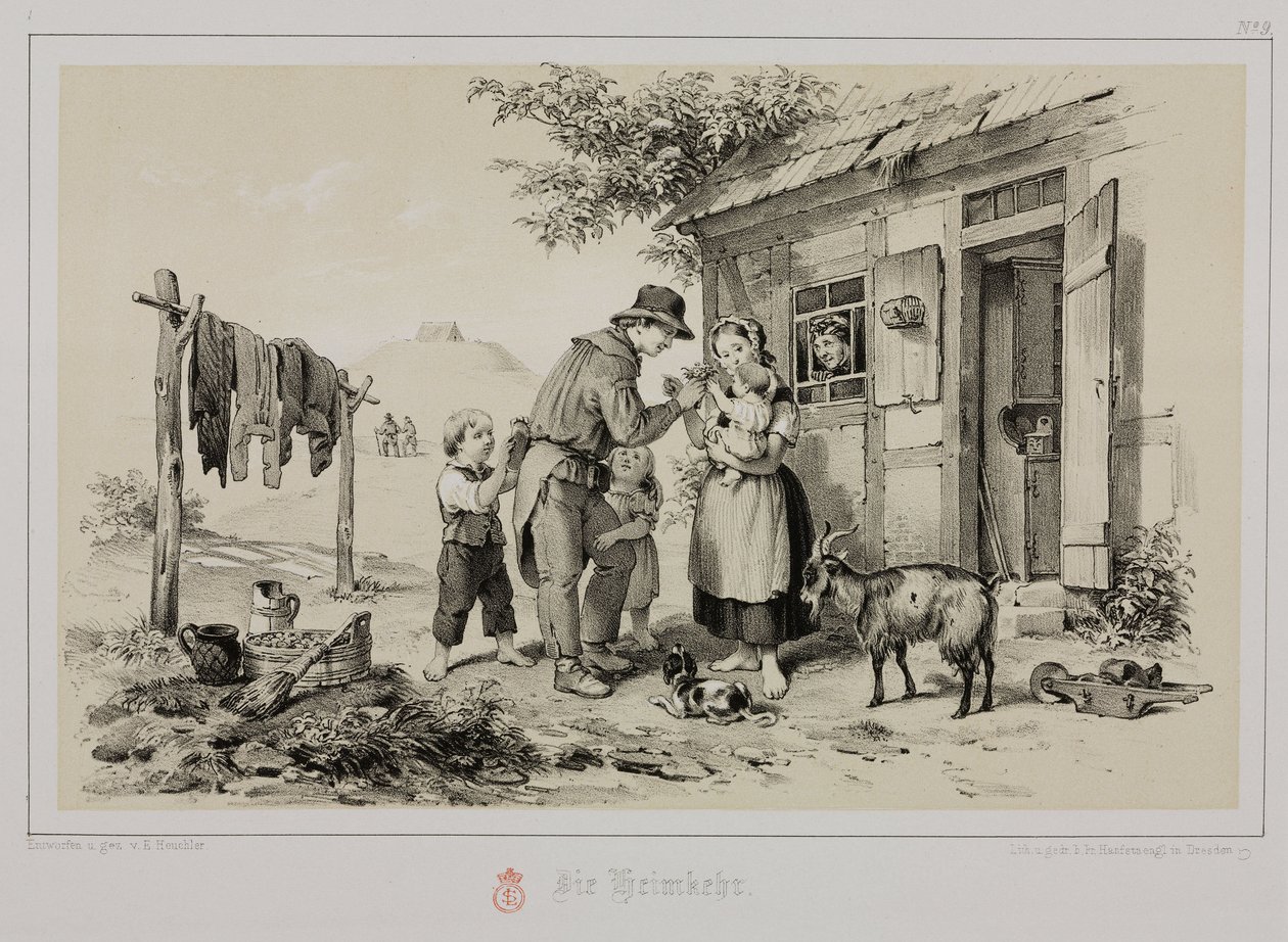 Gruvarbetare på väg hem, Tyskland, ca 1851 av John Pardon