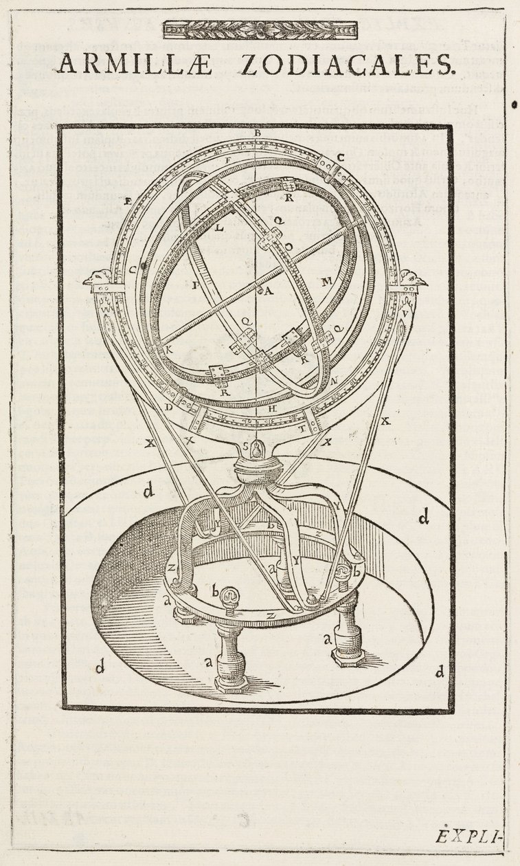 Tycho Brahes zodiakalarmillarsfär, före 1570 av John Pardon