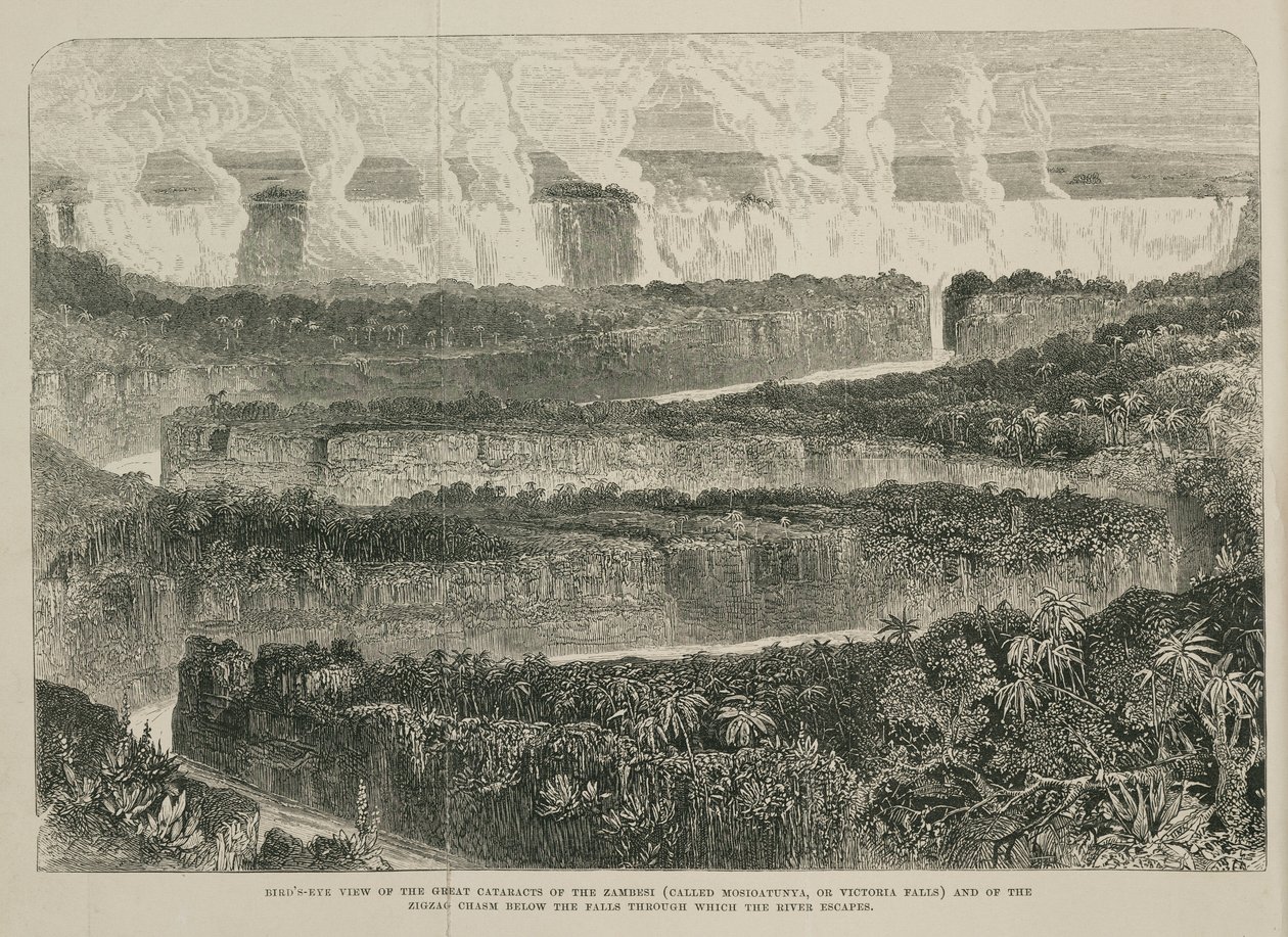 Victoriafallen, Afrika, ca 1855 av John Pardon