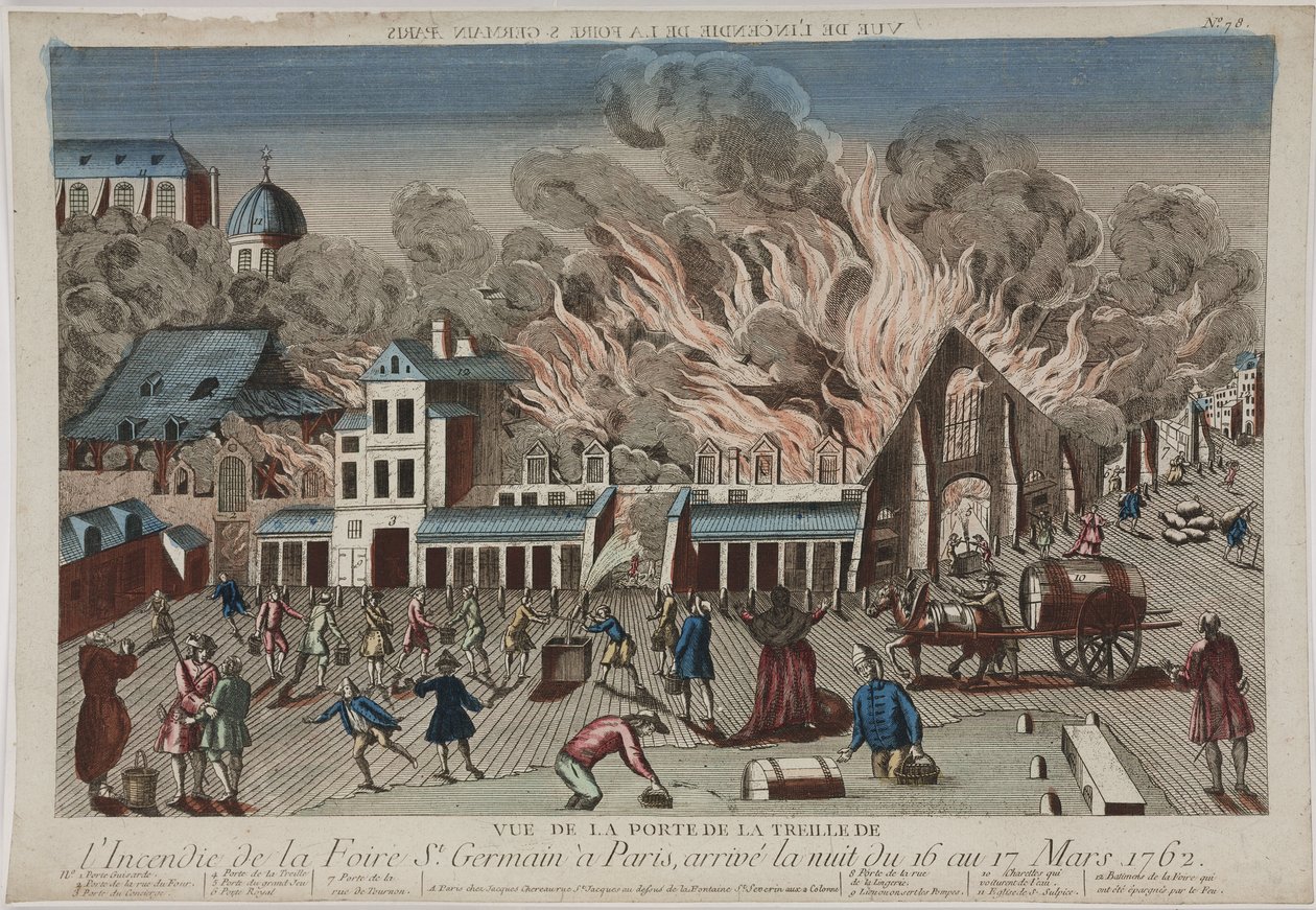 Vy över branden i St Germain, Paris av John Pardon