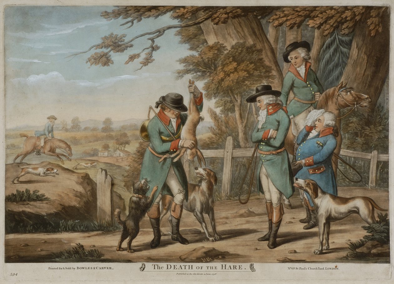 The Death of the Hare, tryckt för Bowles & Carver, publicerad 1796 (mezzotint) av Richard (after) Dighton