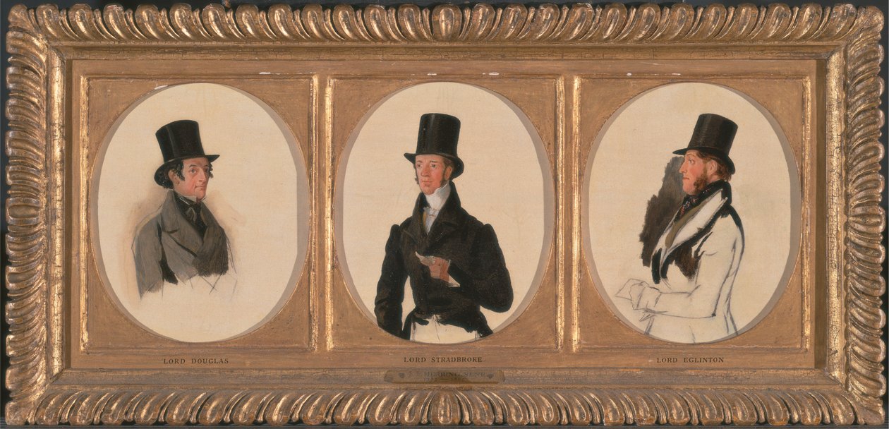 Studier för porträtten av Lord Eglinton, Lord Douglas och Lord Stradbroke i `The Waterloo Cup Coursing Meeting