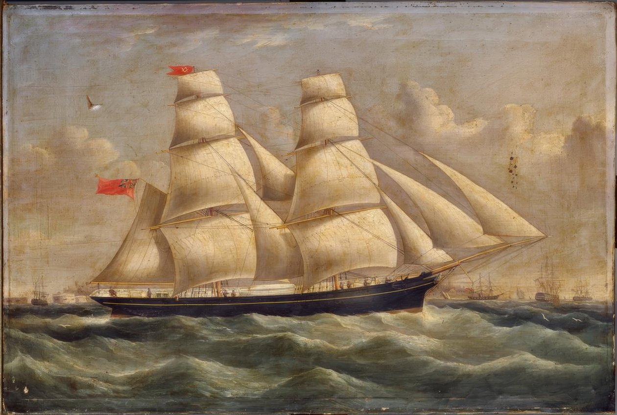 En Brigantine utanför Portsmouth av Richard B. Spencer