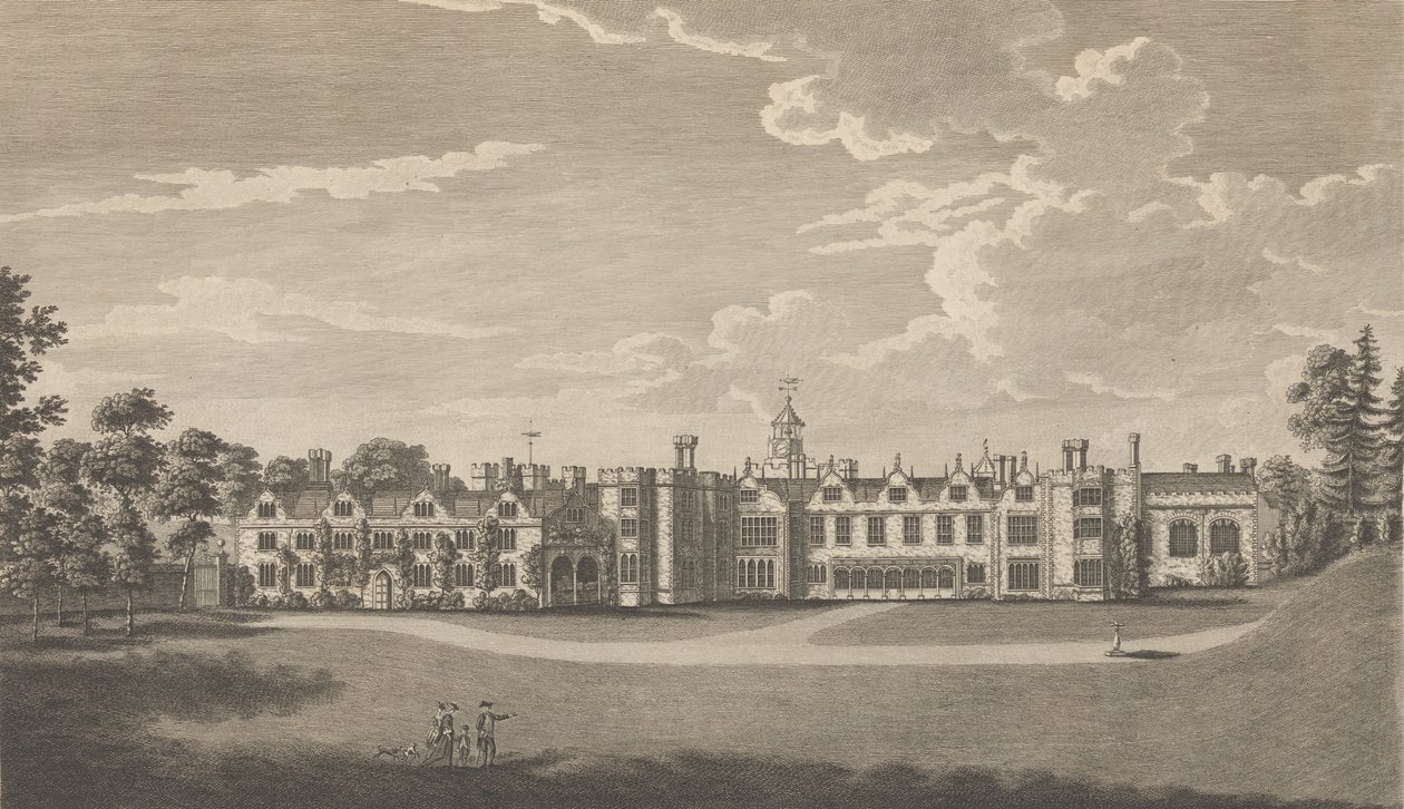 Knole, nära Sevenoke, i grevskapet Kent, tidigare ett palats som tillhörde Archiep..., 1777-90. av Richard Bernard Godfrey