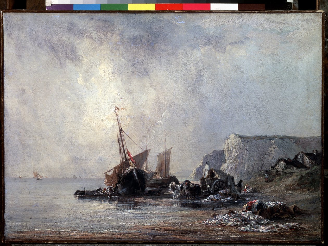 ""Boats on the Normandy Shore"" (Boats at the Normandy Shore) Målning av Richard Parkes Bonington (1802-1828) 1823-1824 Mått 33x46 cm Sankt Petersburg, Hermitagemuseet av Richard Bonington