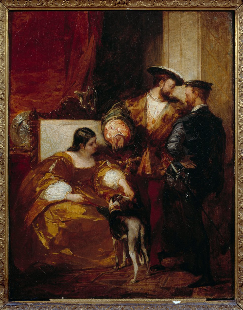 Francois I och hertiginnan av Etampes. Anne de Pisseleu, hertiginna av Etampes, favorit hos Francois I (1508-1580). Målning av Richard Bonington (1801-1828) Ec. Ang av Richard Bonington