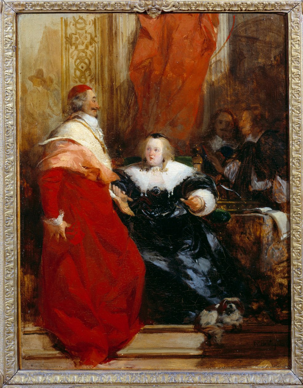 Drottning av Frankrike Anne av Österrike (1601-1666) och kardinal Julius Mazarin (1602-1661) Målning av Richard Bonington (1801-1828) 1824 Sön. 0,35x0,27 m av Richard Bonington