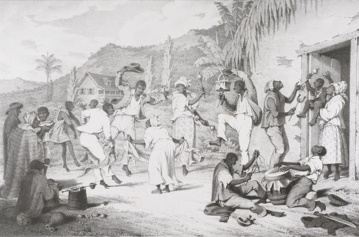 Black Dance, från "West India Scenery with Illustrations of Negro Character", tryckt av R. Jennings av Richard Bridgens