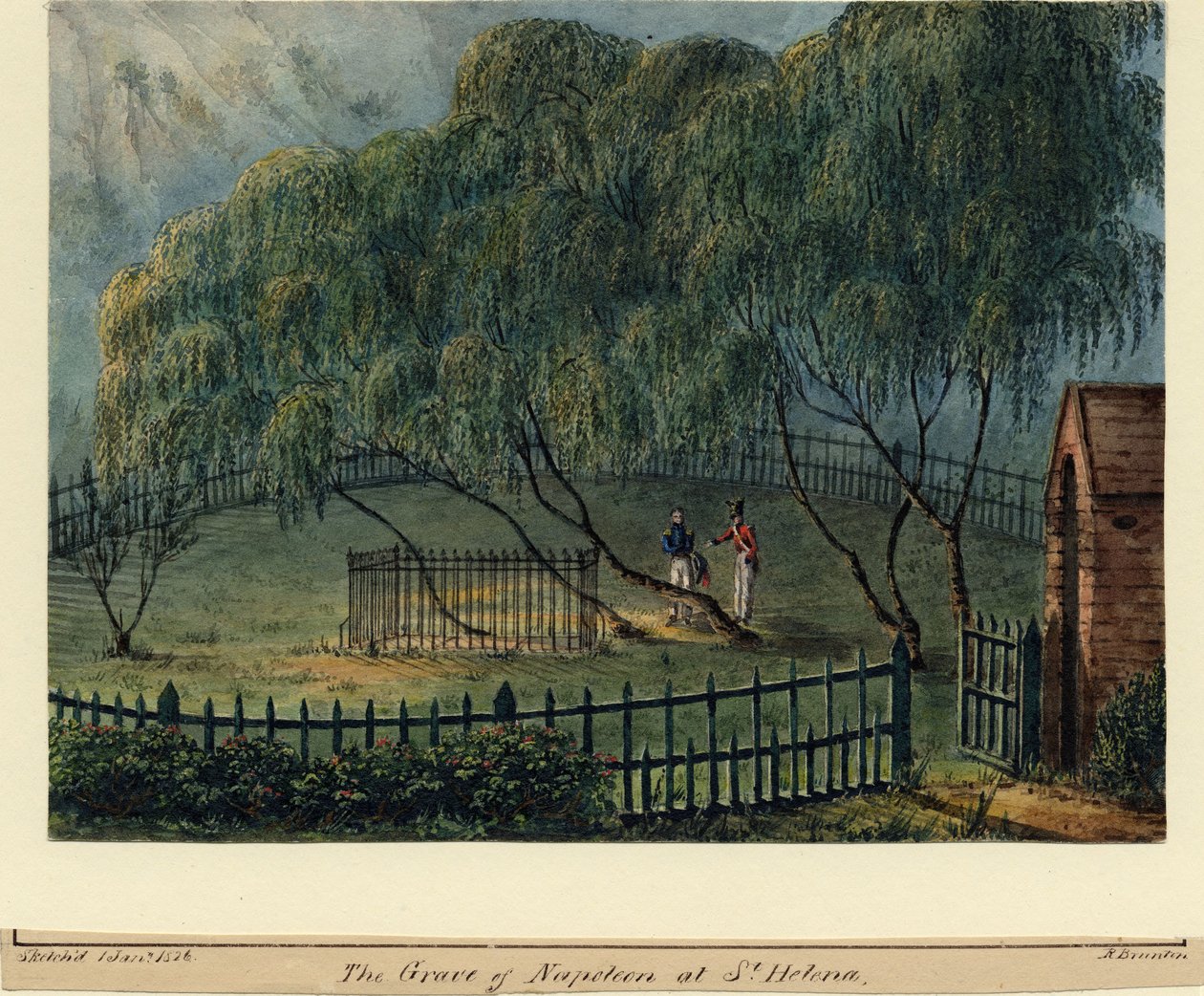 Napoleons begravningsplats på St. Helena, ca. 1826 av Richard Brunton Lieutenant Colonel