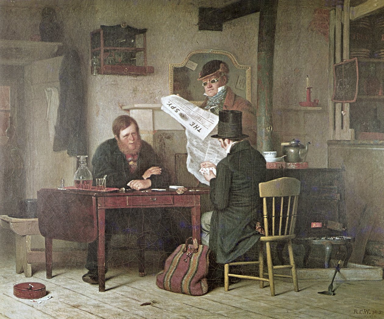 I väntan på scenen (litho i färg) av Richard Caton (after) Woodville