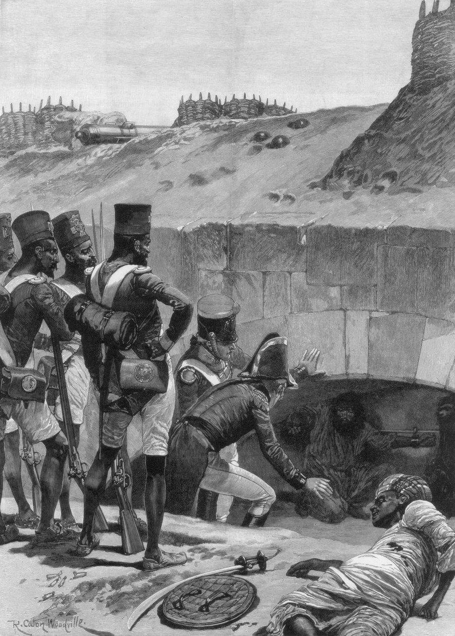 Att hitta de brittiska fångarna under kasematterna i befästningarna, 1894. av Richard Caton II Woodville